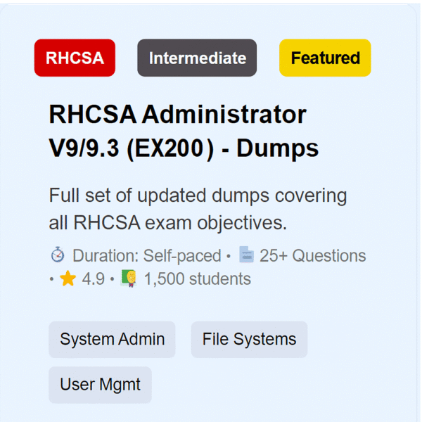 RHCSA Administrator V9/9.3 (EX200)-Dumps