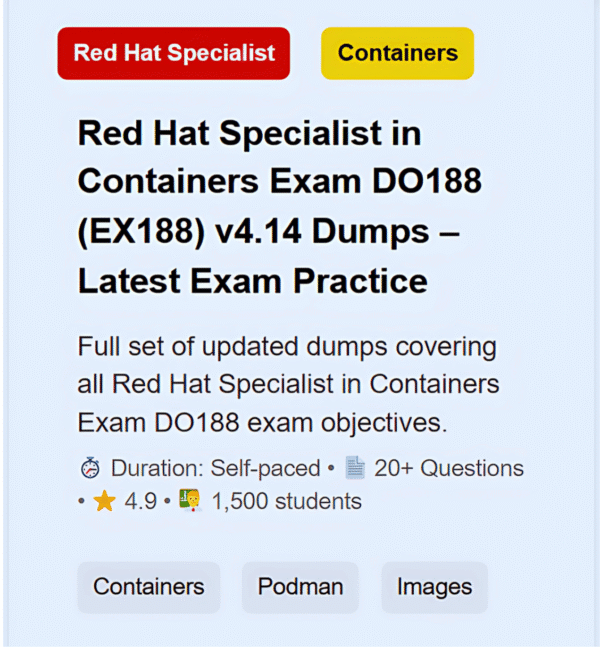 Red Hat Containers Exam(EX188) - Dumps