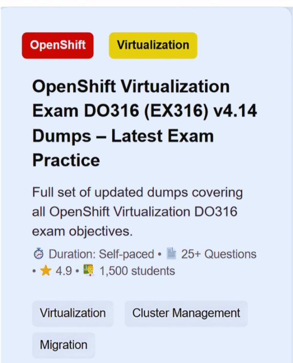 OpenShift Virtualization DO316 (EX316) - Dumps